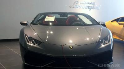 Lamborghini showcases the Huracan Spyder at a function in New York