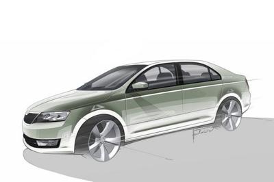 Skoda reveals sketches of 2013 Rapid sedan!