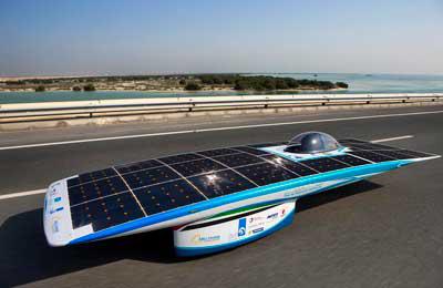 UAE's first solar powered car displayed at Yas shopping mall in Abu Dhabi