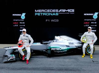 Mercedes-Benz displays new W03 2012 car for upcoming F1 season