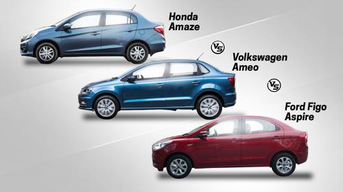 Honda Amaze Vs Ford Figo Aspire Vs Volkswagen Ameo