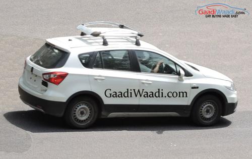 Maruti Suzuki S Cross base variant spied testing with a roof