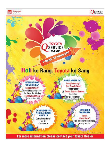 Toyota Q Service - Holi Campaign announced
