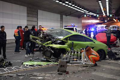 Two people crash Lamborghini and Ferrari cars during drag race in China