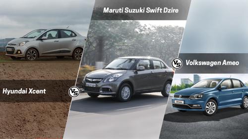 Volkswagen Ameo vs Maruti Dzire vs Hyundai Xcent