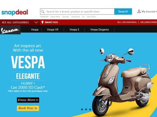 Piaggio Vespa now on Snapdeal; special offers for first 100 bookings