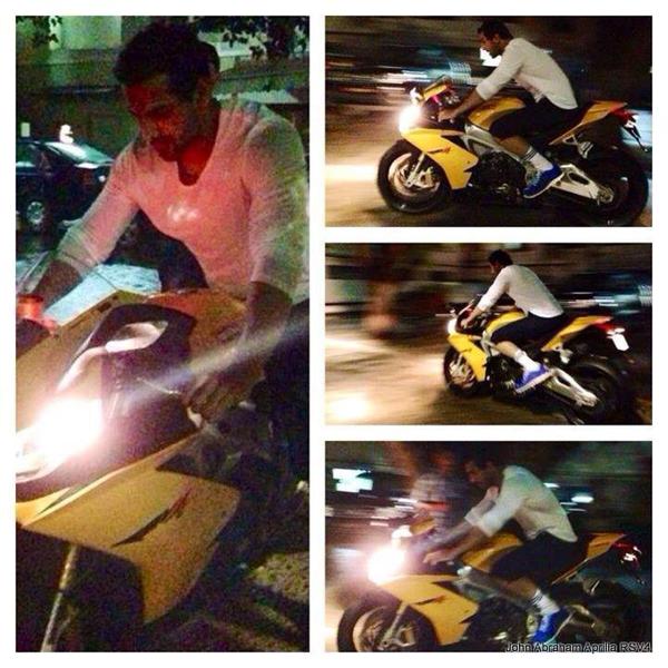 John Abraham flashes his bike without a safety helmet
