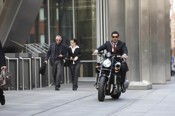 John, Shahid and Akshay leading the pack as part of Bollywood bikers club.