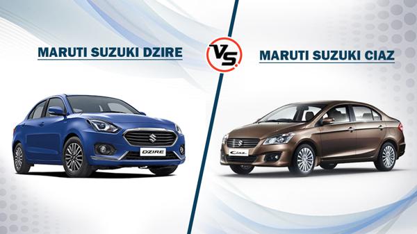 Spec Comparison Maruti Suzuki Dzire vs Maruti Suzuki Ciaz
