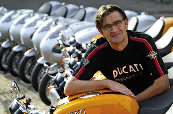 World Renowned ex-Ducati designer Pierre Terblanche shakes hands with Royal Enfield